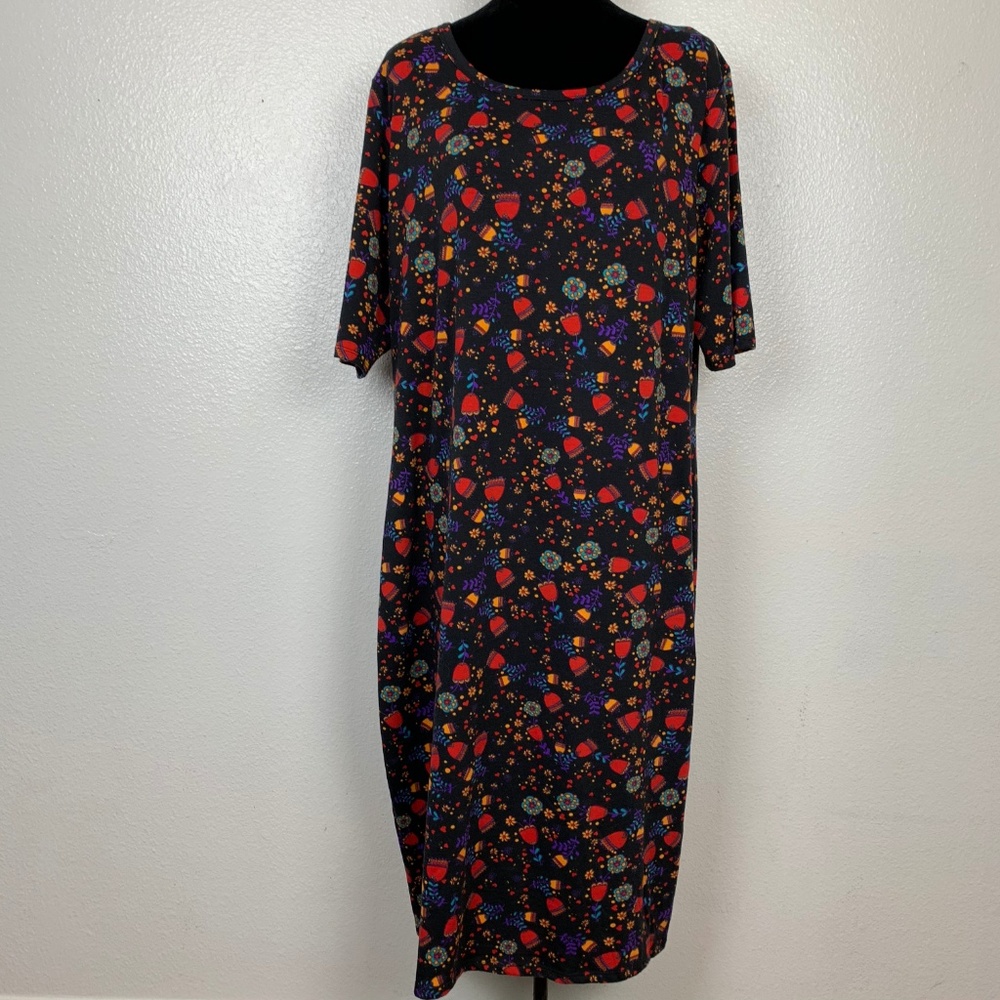 Lularoe Julia Black Multicolor Floral Dress Sz‎ 3XL